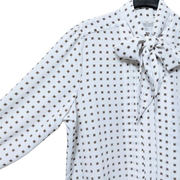 VINTAGE Bankers Club Mini Floral Pussybow Blouse - Picture 3 of 8